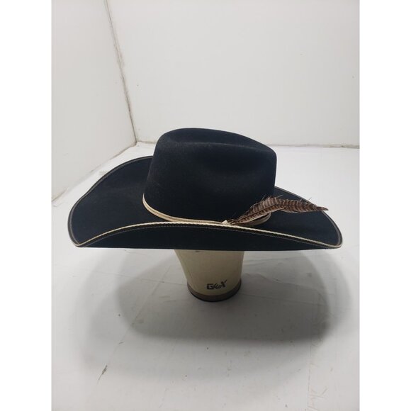 Resistol Cowboy Tuff Hedeman Self Conforming Men 100% Wool 7 1/8 Oval Black - Picture 2 of 9